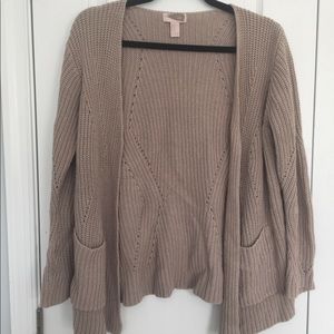 Forever 21 Tan Long Sleeve Open Fron Knit Cardigan